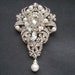 Vintage Style Wedding Bridal Brooch, Pearl and Crystal Bridal Sash Brooch, Victorian Style Statement Wedding Jewelry, MARINA