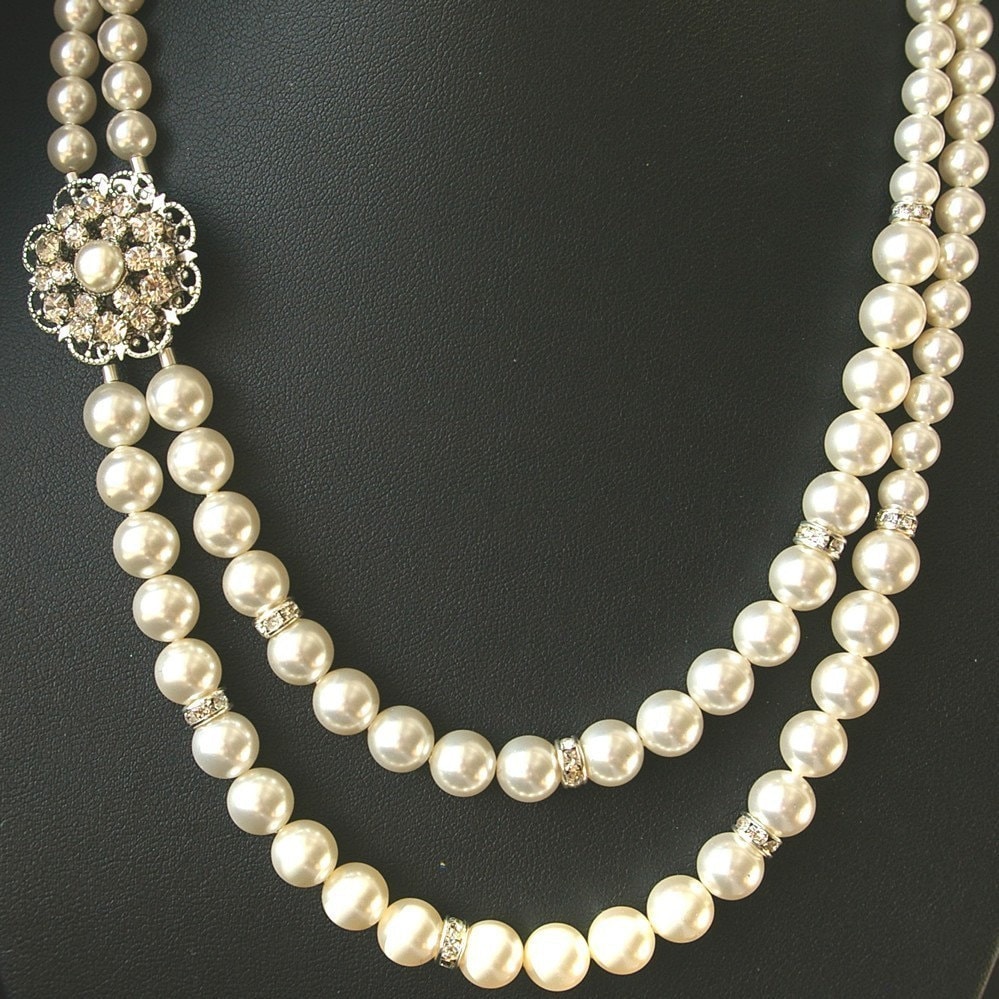 Pearl Bridal Necklace Vintage Wedding Jewelry Art by luxedeluxe