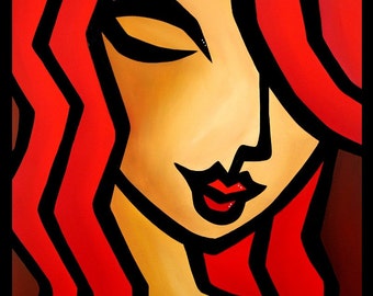 Inferno - Original Abstract painting Modern pop Art Contemporary Portrait FACE by Fidostudio