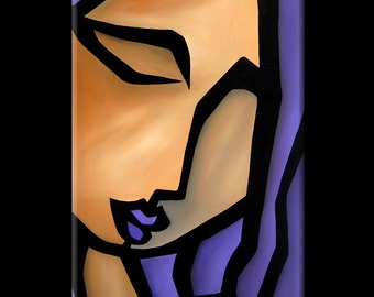 Siren - Original Abstract painting Modern pop Art Contemporary Portrait FACE by Fidostudio