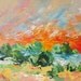 Original Landscape Painting Abstract Art Impressionist Fauve Surreal Acrylic Canvas Trees Dreamy Sunset Sunrise 24x30 Linda Monfort