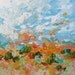 Original Abstract Art Painting Impressionist Landscape Surreal Bright Sunrise Acrylic on Canvas 30x30 Awake by Linda Monfort