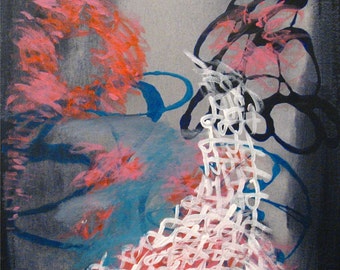 Original Painting Abstract Mixed Media Acrylic Art by Aisyah Ang Size 24x24 with Cert