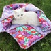 ON SALE--Cat Blanket With Big Bright Pink Flowers