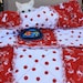 Saved for Smokey--Cat Blanket With White Playful Kitties and Red Polka Dots