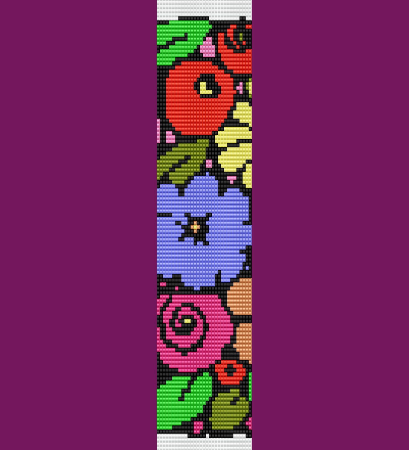 Bunch of Flowers Bracelet Bead Pattern LOOM