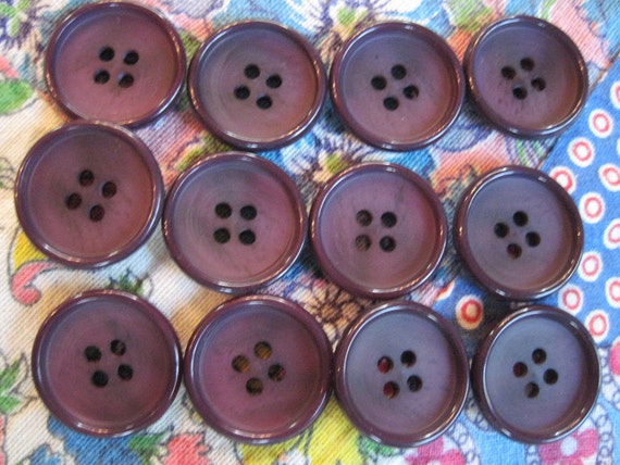 set of 12 eggplant purple buttons