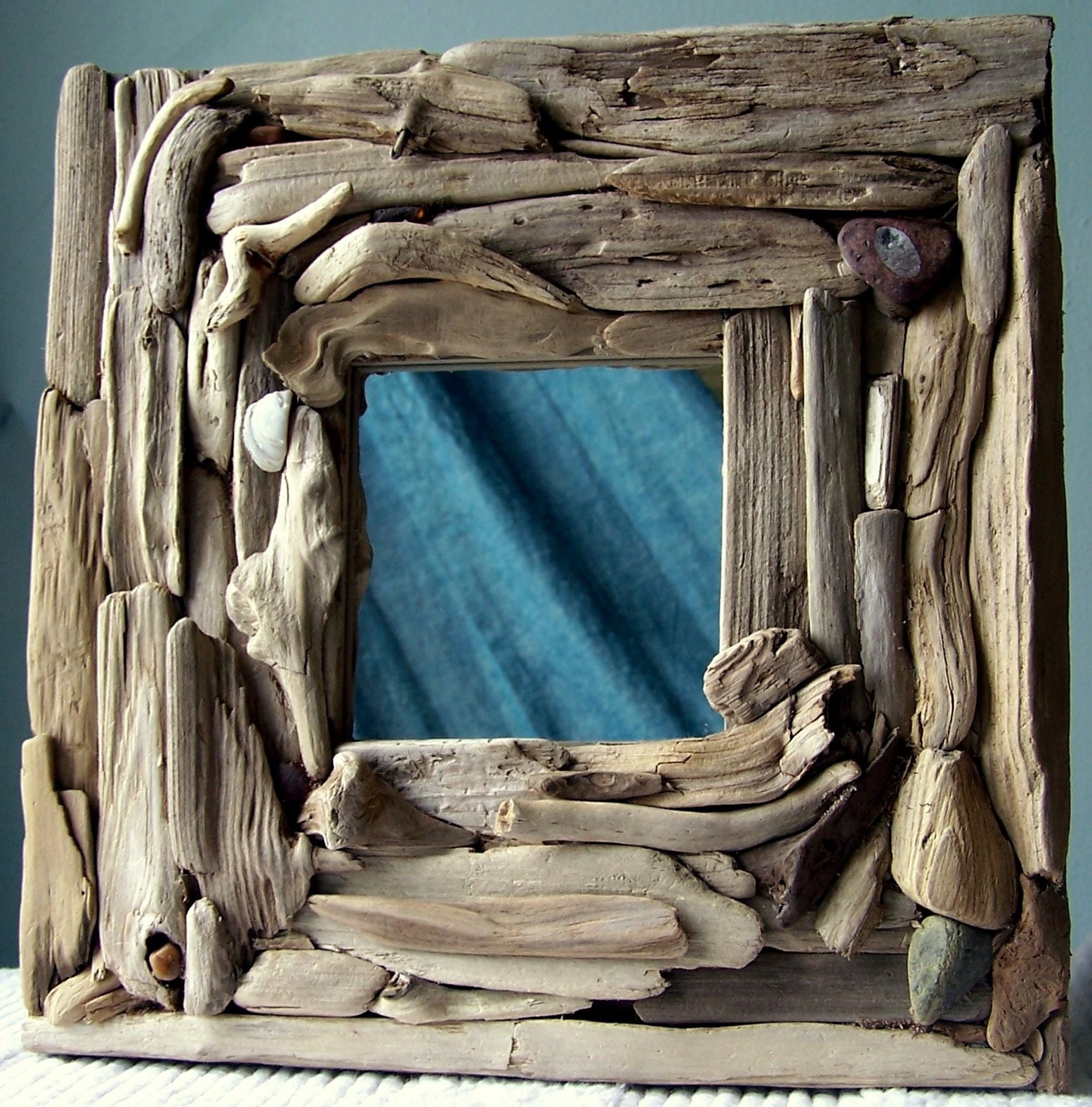 Driftwood Mirror with White Shell