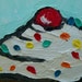 Sprinkles Cupcake Original Oil Painting 12 x 12 Chocolate Cupcake with Sprinkles and Cherry Atop by debra alouise
