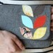 ONE OF A KIND Spring Leaves Clutch, Gray Wool, Applique