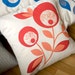 Hand Printed Cotton Canvas Pillows, Lollipop Flowers, Tangerine and Red