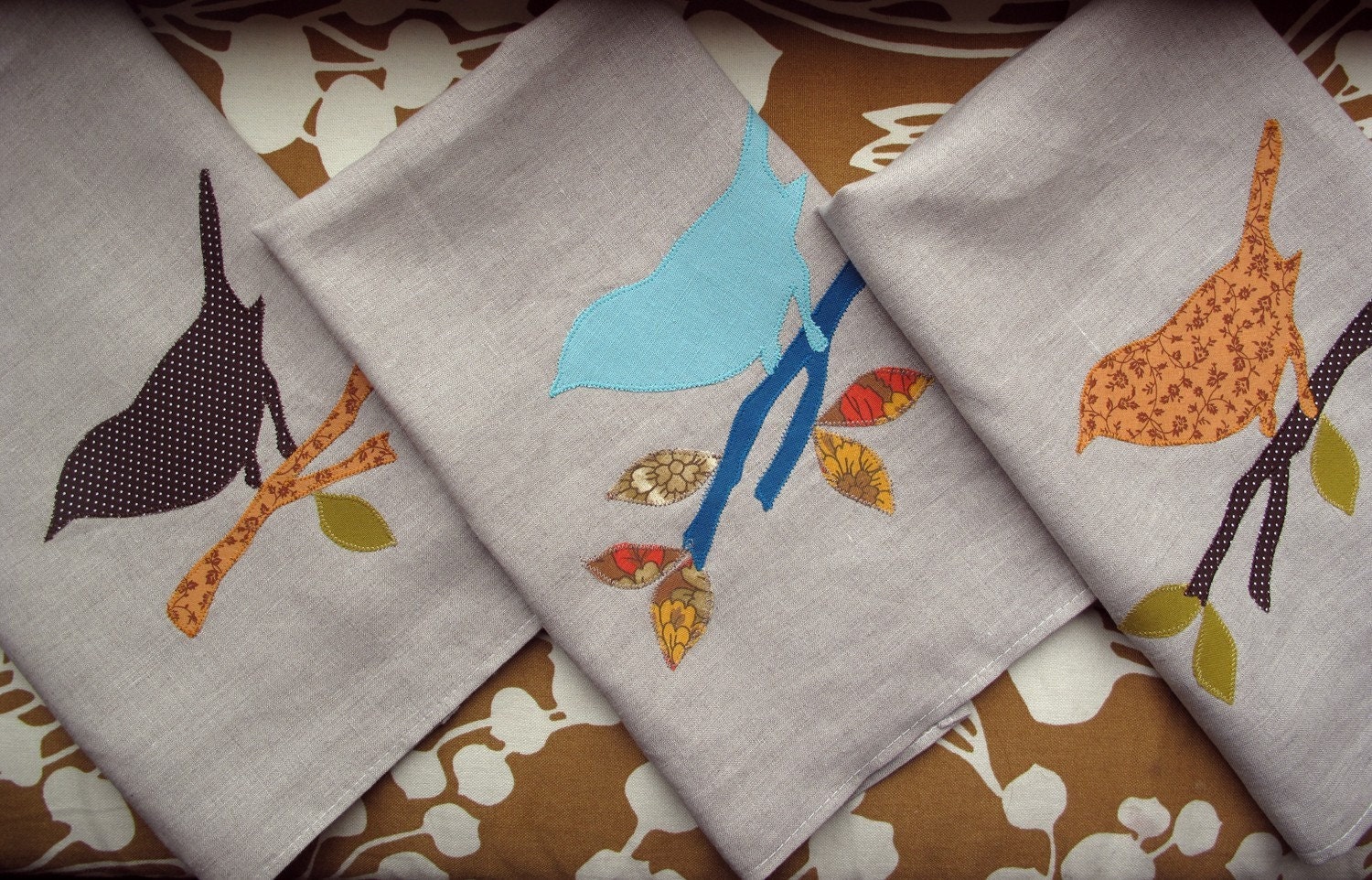 Bird Tea Towels Set of Three FREE SHIPPING