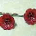 Ruby Lucite Flower Hairpins