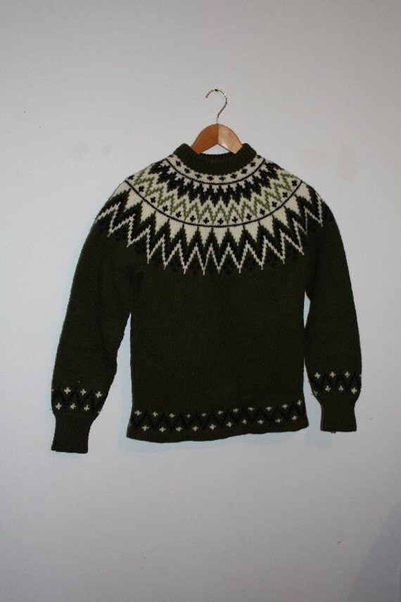 Norwegian Fair Isle Wool Sweater Authentic Vintage by Recy