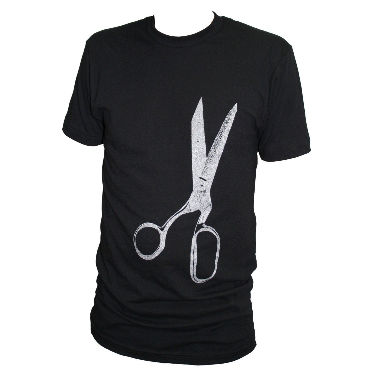 Men Scissors black summer t shirt XL size