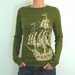 Old style Sailing ship Longsleeve Ladies shirt only S