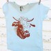 Seafoam t-shirt with burnt orange cow - Size 6T