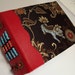 FOO DOG Art Journal Black Silk Brocade and Beaded Red Leather Blank Book