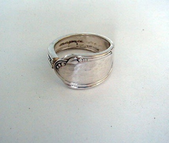 Silver Spoon Jewelry Ring Recycled Silverware Hammered Custom