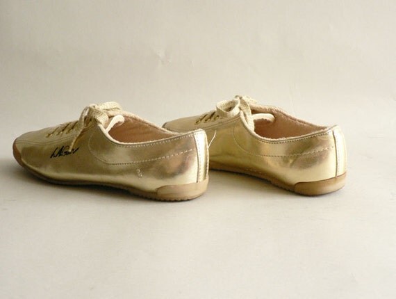 Women's Metallic Gold Tennis Shoes LA Gear Sneakers by Etsplace