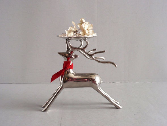 silver metal reindeer figurine candle holder silver metal reindeer figurine candle holder