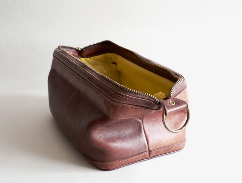 leather travel toiletry bag