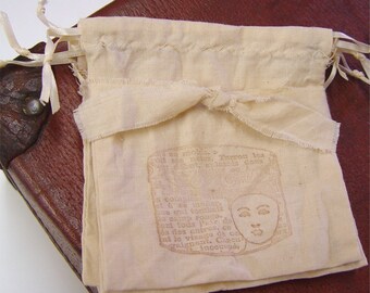 Muslin Bags, drawstring pouch, party favors, tea dyed, vintage look