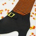 Halloween Witch boot door hanger stocking black and orange