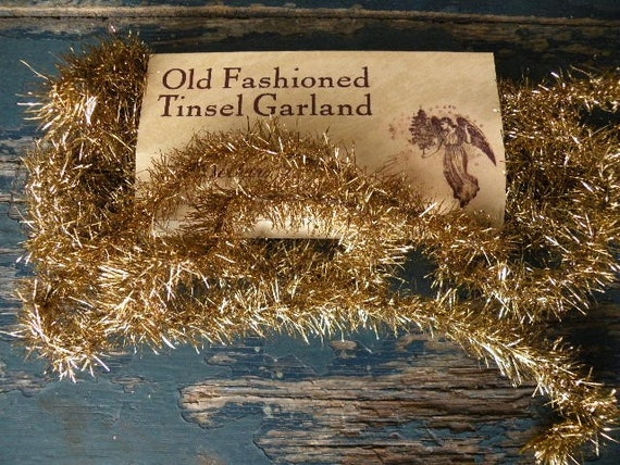 Antique Gold Tinsel Garland/Vintage Style-SPPO Gold Tinsel