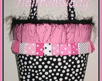 Hot Pink Black Purse Tote Diaper Bag Polka Dot Dots