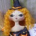 Primitive Witch Doll with Cat Folk Art Halloween
