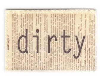 Clean Dirty Dishwasher Magnet Mini Flip Sign Dictionary Book page collage brown Wife Gift