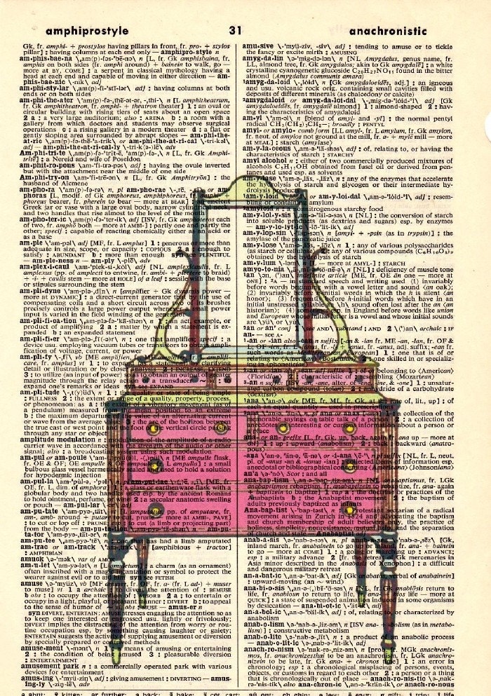 Hot Pink Dresser dictionary book page collage art by Txalteredart