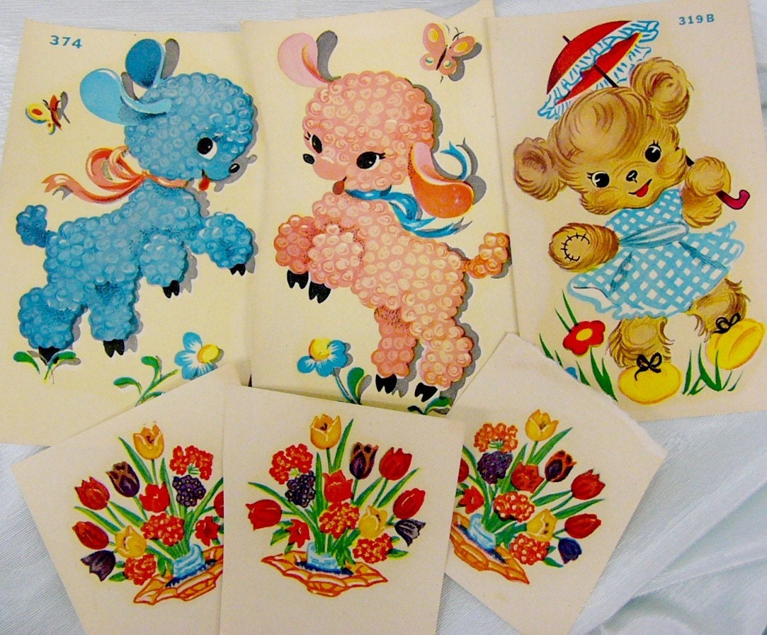 Vintage 1940s 1950s Meyercord Decals Teddy Bears by BerryLane