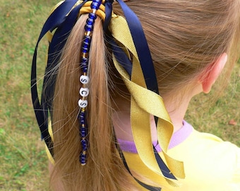 Personalized Ponytail Holder Ribbon Hair Tie Bow NAME SPORTS Team Soccer Cheer Dance NFL