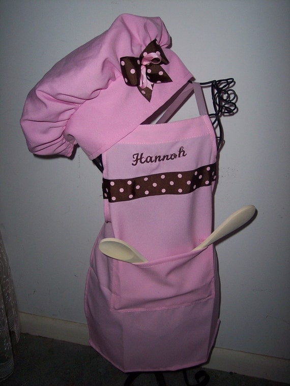 childs personalized apron and chef hat Mommy and me