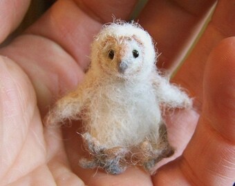baby barn owl Little wee felted pet critter