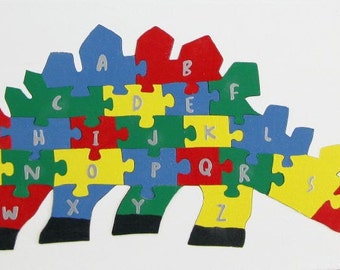 wooden dinosaur alphabet puzzle