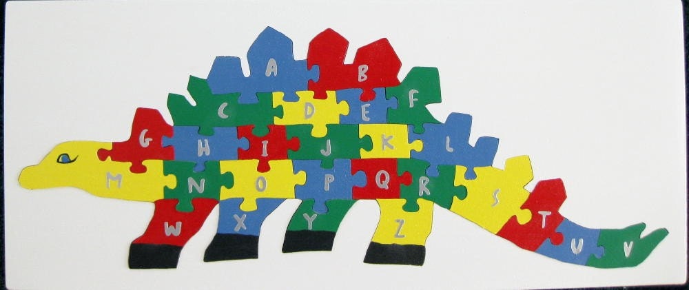 wooden dinosaur alphabet puzzle