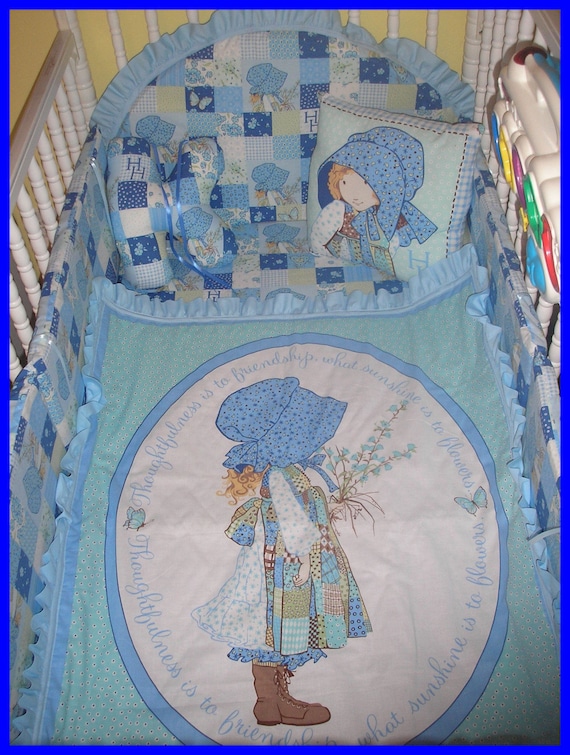 HOLLY HOBBIE 7 piece NEW custom made crib bedding set