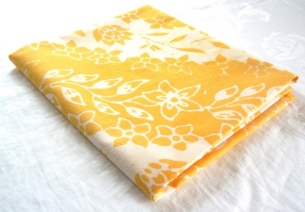 bright yellow batik tablecloth