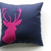 SALE Fuschia and Navy Buckhead Decorative Deer Pillow