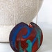 Swirl Enamel Pendant Necklace: Teal, Peacock Blue and Burgundy Red Kiln-Fired Glass Enamel on Copper, Sterling Silver Snake Chain