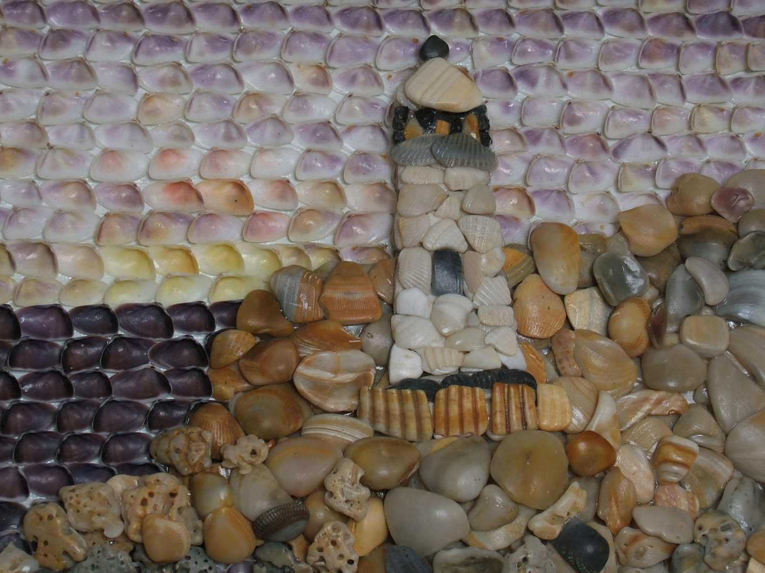 Beach Decor Seashell Mosaic Picture by CraftyShells on Etsy