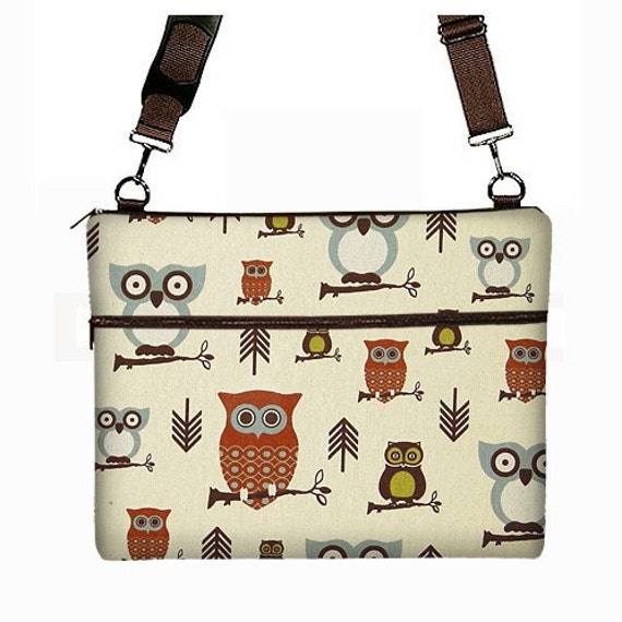 ... Cover Mac Laptop Messenger Bag with Strap Cute Owl brown rust RTS