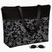 Laptop Tote Bag padded case fits up to 17 inch PC - Pretty Paisley Black MTO