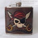 Tooled Leather Flask Jolly Roger - Pirate Flask