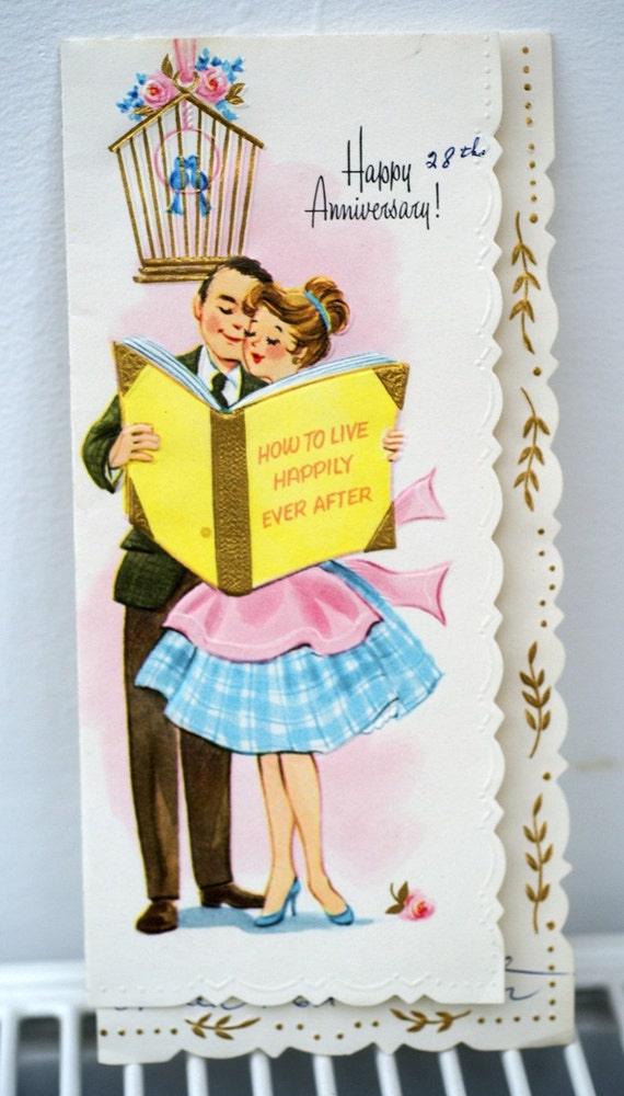 Vintage Happy Anniversary 1950s Greetings Card by poshtottydesignz