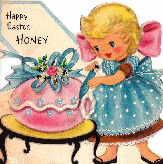 Vintage Hallmark 1950s Happy Easter Honey Greetings Card B31