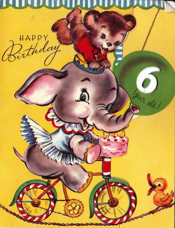 Vintage 1956 Happy Birthday 6 Year Old Greetings Card B6